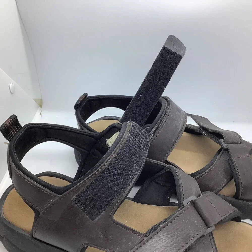 Outland Mens Size 9 Strappy Sandals Brown Faux Leather Padded Casual Comfort‎